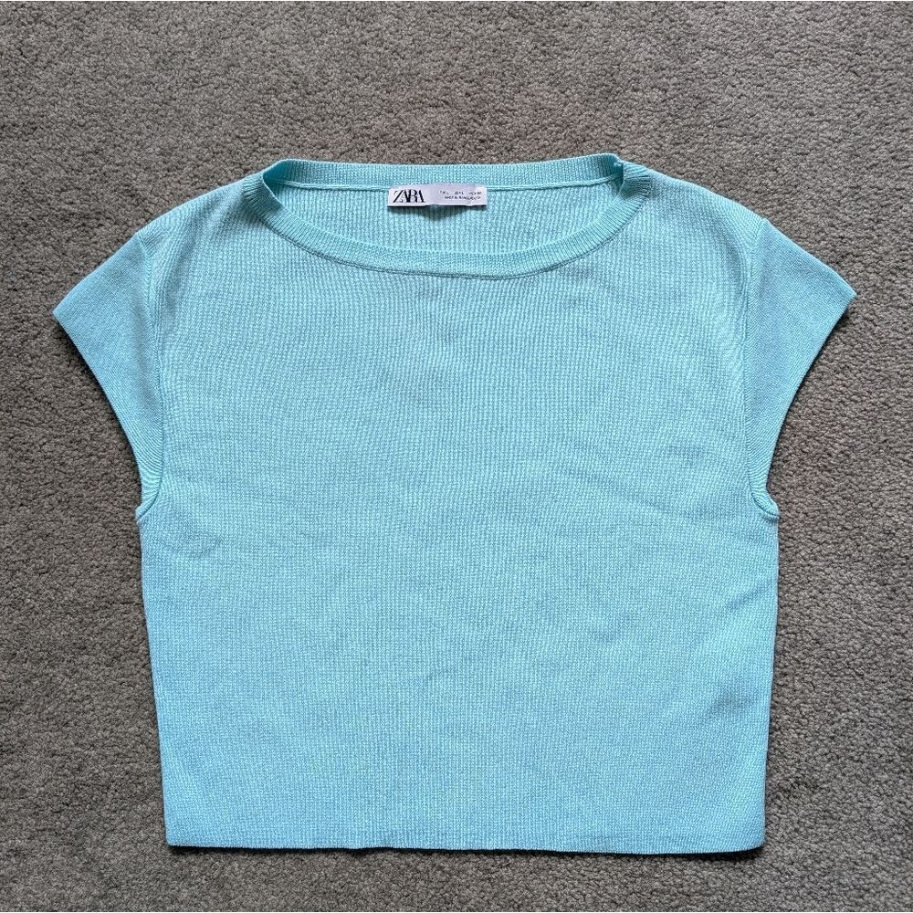 Zara Cap Sleeve Crop Sweater